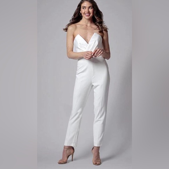 Jay Godfrey White Strapless Jumpsuit Sz 0 XS - Picture 1 of 6